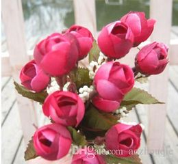 15 head mini camellia flower buds european style garden artifical silk flowers camellia flower fence free shipping