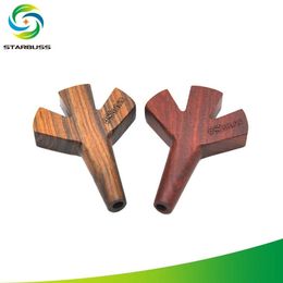 Handmade wooden pipe solid wooden straight three-hole pipe