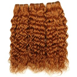 #30 Medium Auburn Wet and Wavy Indian Virgin Human Hair Weave Bundles 3Pcs 300Gram Light Brown Water Wave Human Hair Weft Extensions 10-30"