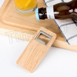 new Beer Bottle Opener Wooden Corkscrew Stainless Steel Square Openers Eco Friendly Anti Scald Lightweight Kitchen ToolsT2I5654