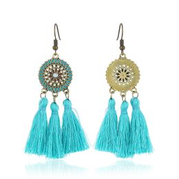 Fashion-European and American New Round Earrings female fashion fan-shaped tassels Earrings retro oil dripping exaggerated fashion Jewellery