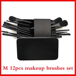2019 Makeup Brushes M 12pcs Makeup Brush Designer Black Eyeshadow Foundation Powder Blush Lip Make Up Tools 12pcs set 3types