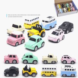 Diecast Alloy Mini Cartoon Bus Model Toy, Cute Sports Car with Pull-back, Set of 8 PCS, Christmas Kid Birthday Boy Gifts, Collecting, 2-2