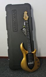 Custom Ernie Ball Music Man John Petrucci Majesty Gold Mine (Black Center) Guitarra Elétrica Tremolo Bridge, Captadores Ativos 9V Caixa de Bateria