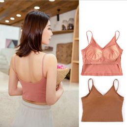 Sling Strap Shirts Women Push Up Bras Big Girls Chest Padded Vest Seamless Tube Top Bra Underwear Solid Lingerie 5 Colours DW5244