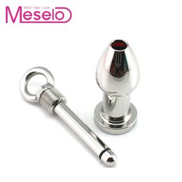 Meselo Silver Ring Tail Meselo Metal Anal Shower Enema Nozzle Head Enema Anal Cleaning Anal Plug Sex Toys Stainless Steel Butt MX191214