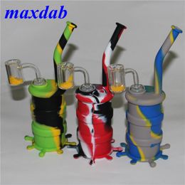 Popular Silicone Rigs Hookah Water Bongs Silicone Oil Dab Rigs Water Pipes With yellow sand quartz bangers