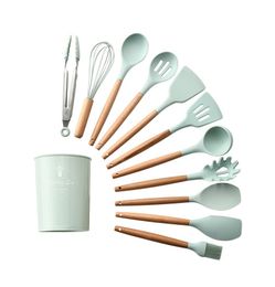 11 Pieces Silicone Kitchenware Cooking Utensils Set Heat Resistant Kitchen Non-Stick Cooking Utensils Baking Tools With Storage Box Tools