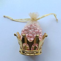 24pcs Crown Container with Organza Bag Favours Princess /Prince Candy Package Bridal Shower Event Table Reception Decors Crown Candy Holder