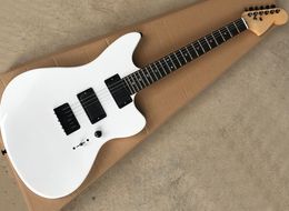 Factory Hot Sale White Electric Guitar with EMG Pickups,Scalloped Rosewood Fretboard,Black Hardware,Offering Customised Service