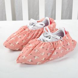 Non Woven Flamingo Shoe Cover Reusable Indoor Home Washable Dustproof Antiskid Overshoes Room Feet Covers LJJO7676