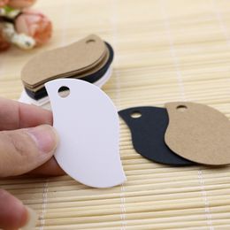 Free Shipping 200pcs Jewelry Hand Tags Leaf Design Thick Kraft Paper Card Jewelry Price Tag 2.9x5cm Custom Logo Extra