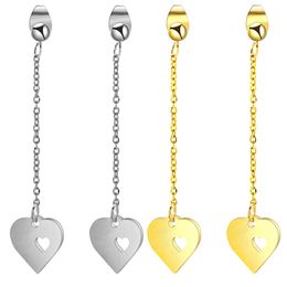 New Personalised Gold Stainless Steel Womens Hollow Heart Long Drop Tassel Dangle Stud Earring Allergy Proof Earrings for Women for Sale
