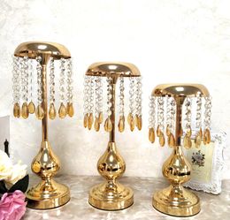New style Gold Crystal Tall Flower Stand Vases Centerpieces for Wedding Table best0915