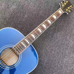 2022 New Acoustic Acoustic Guitar 43 Inch, Blue. Top spruce, side back maple plank. Rosewood inlaid fingerboard.