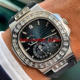 3 Stile Top-Qualität PF Herren Luxus-Designeruhren Master Nautilus 5724 5712 5722 Diamantlünette Automatikwerk Lederarmband Herrenuhr