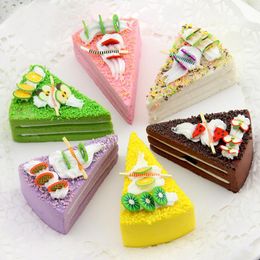 Fake Cake Model with Plastic Tray Realistic Triangle Artificial Food Simulation Cake for Bakery Window Display Photography Props