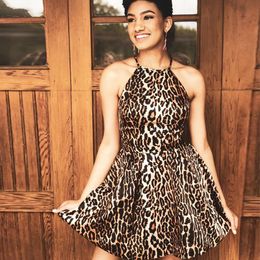 Leopard Print Homecoming Dresses 2019 A Line Real Photos Short/Mini Lady Prom Party Dress Pretty Graduation Dress Zipper Back