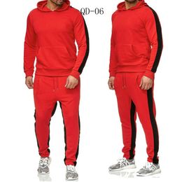 Men's Tracksuits QD-06 Brand Clothing Fashion Patchwork Tracksuit Casual Sportsuit Men Hoodies Sweatshirts Sportswear Coat+Pant Set