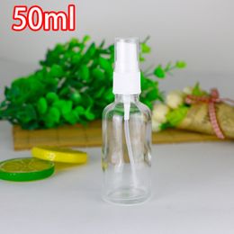 Thick 50ml Glass Spray Bottles Clear Glass Bottle with Black White Pump Spray Lids 50 ml Perfume Container