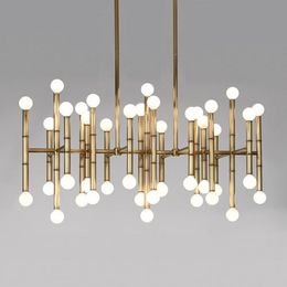 Nordic LED Pendant Lamp bamboo light modern luxury chandelier lamp gold Colour Stainless steel bamboo aluminium chandelier lighting