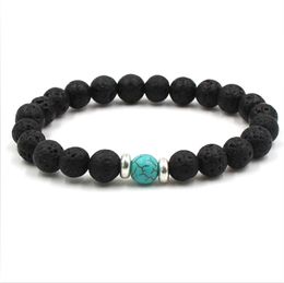 10 Colours Black Lava Stone Beads Elastic Bracelet Essential Oil Diffuser Bracelet Volcanic Rock Beaded Hand Strings
