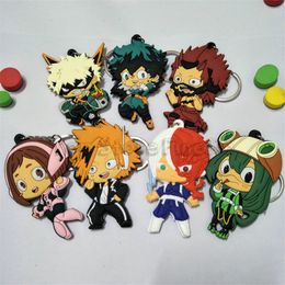 إكسسوارات الأوساط الأكاديمية الخاصة بي PVC Rubber Keychain anime Cartoon Katsuki uraraka man woman kid car keyring سلسلة مفتاحية