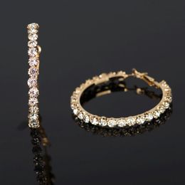 Wholesa diamond hoop earrings for women luxury designer bling diamonds circle huggie earrings gold silver korean style jewelry free shipping