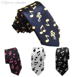 Wholesale-Free shipping polyester silk casual narrow tie cute music notes tie women and men tie wholesale