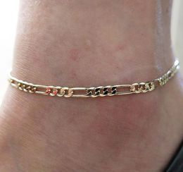 Hot new Anklet Feet Gold Plated Silver Women's Anklet Chain Sexy Simple Gold Anklet Bracelet Women's Fecalo Chain Feet WCW135