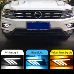 2Pcs Car light for Volkswagen VW Tiguan 2017 2018 2019 DRL Daytime Running Light with Yellow Turn signal fog lamp
