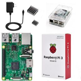 Freeshipping 4 in 1 Raspberry Pi 3 Kit Wifi & etoothal Raspberry Pi 3 Model B +Heatsinks with Power Supply+Transparent ABS Plastic Case