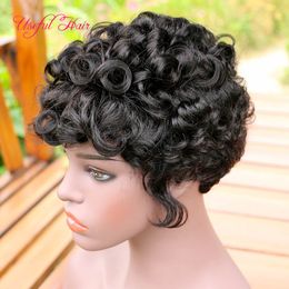 8inch Ombre Wig Elegant Wigs Hair Perruque Short Bob Wigs Brazilian Virgin Hair Human Hair Wig for Women Kinky Straight Remy Low Ratio