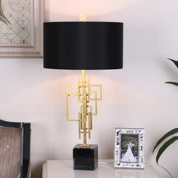 Modern Overlapping Metal Rectangular Frame Table Lamps Bedroom Bedside Lighting Home Living Room Luminaires Decor Illumination