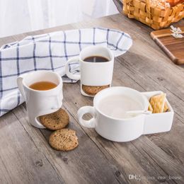 Keramik Biskuit Tassen Kaffee-Milch-Plätzchen Dessert Tasse Keramik-Plätzchen-Becher mit Biscuit-Halter Cafe Kaffeetasse