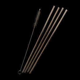 Free Combination!! Customised Bag Packing 4+1 Reusable Stainless Steel Drinking Straws Set Metal Straws Set with Cleaning Brush 100