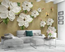 3d Home Wallpaper Three-dimensional Relief Flower Butterfly Background Wall Decoration Painting Formaldehyde-free HD Wallpaper