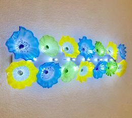 European Flower Plates Wall Lamps Italian Design Hand Blown Glass Wall Lighting LED Murano Glass Art Wall Sconce
