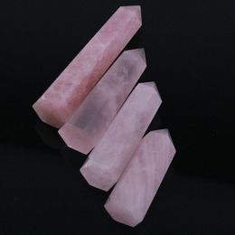 70-80MM Natural Rock Pink Rose Quartz Crystal Wand Point Healing Mineral Stone (Pink)