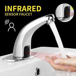 Sink Faucets Water Tap Automatic Infrared Sensor Faucet Deck Mount Smart Touch Hands Free Inductive Water Tap Kitchen torneira T200424