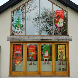 Christmas Fabric Hanging Flags Shop Window Pendant Home Party Room Wall Ornament Outdoor Xmas Santa Claus Decoration Door Flags JK1910