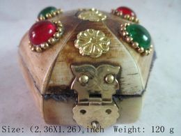 Old Tibet collection box, jewelry beads opal decoration