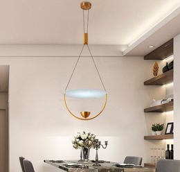 Nordic creative Golden LED pendant lights Iron hanging lamp restaurant bedroom suspension luminaire study living room fixtures MYY
