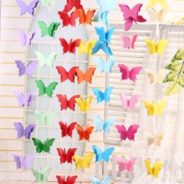 10Pcs/Lot 2.7M Colorful Butterfly Paper Pull Flower String Home Mall Window Decoration Wedding Wall Birthday Party Supplies Paper Flower