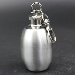 Portable 2oz Mini Stainless Steel Hip Flask Alcohol Flagon with Keychain Keyring for Outdoor Fishing Drinking Supplies ZC0219