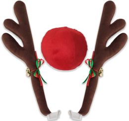reindeer antlers costume UK - Car Reindeer Antlers & Nose Window Roof-Top & Grille Rudolph Reindeer Jingle Bell Christmas Costume Auto Accessories