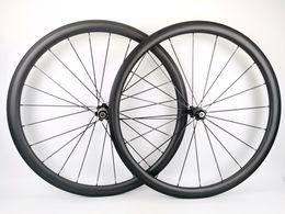 700C full carbon 38mm depth road bike carbon wheelset 25mm width clincher carbon wheels with novatec 271/372 hubs, UD matte finish