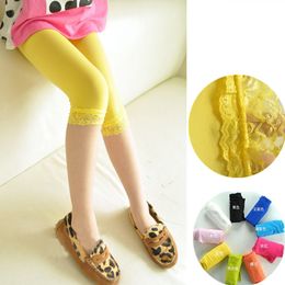 14 Colours Kids Baby Girls Velvet Candy Colour Leggings Summer Girls Lace Leggings Children Cropped Pants ZZA1893 500pcs