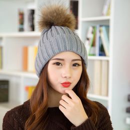 Fashion Women hat pom skullies Beanies Caps Faux Fur Pompom Beanie Hats For Women Thick Female Cap