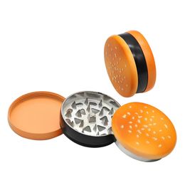 TOPPUFF Cookie Hamburger Zinc Alloy Metal Smoking Herb Grinder 3-Piece 55 MM Shark Teeth Metal Herb Grinder Spice Crusher Hand Muller